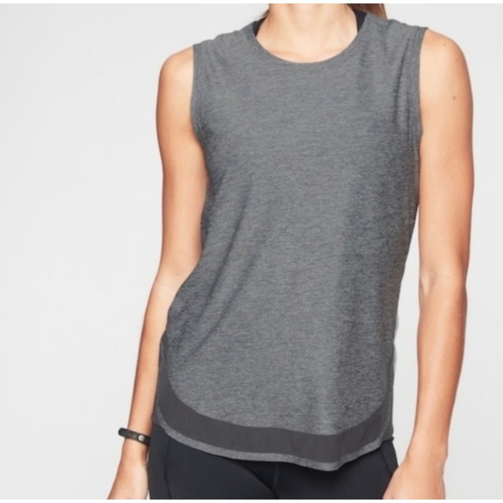 Athleta Gray Heather Cadence Mesh Hem Athletic Athleisure Tank Top XS